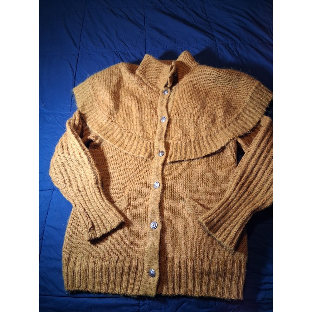 Vintage I.B. Diffusion Cape Cardigan Wool Blend  Sweater‎ Womens Large Brown 80s